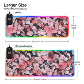 Blooming Wild Cherry Wireless Charging Mouse Pad for Mobile Phone Extra Large Gaming Mousepad with 13 Lighting Modes Mouse Mat for Gaming MacBook PC Laptop Desk Office Home